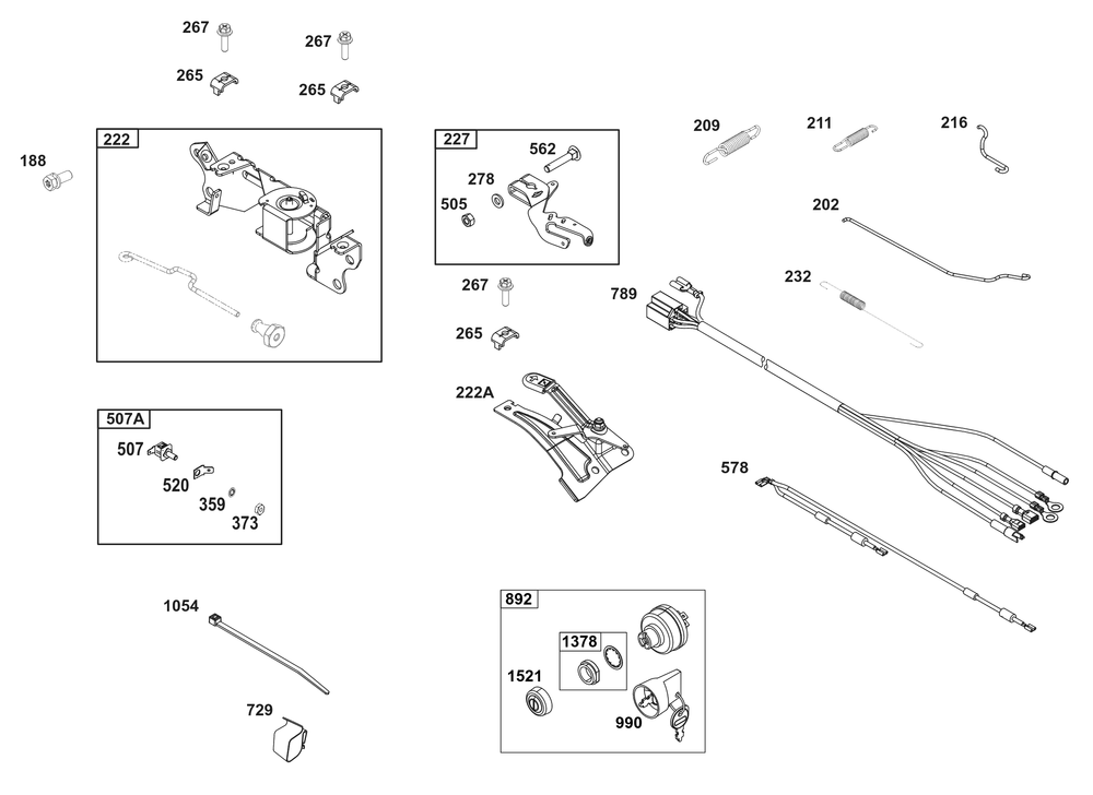 Controls Group Diagram and Parts List for 386447-3331-G1 200000 - 399999 Briggs and Stratton Engine
